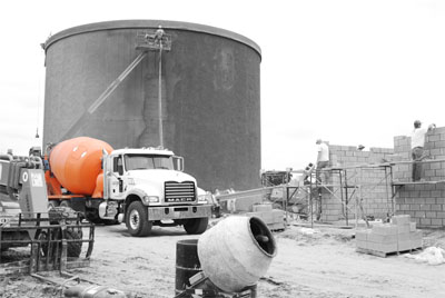 water tower on which Jacobson ready mixed concrete was used
