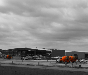 Paving and building for Ford Dealership in Pauls Valley, Oklahoma using Jacobson ready mixed concrete